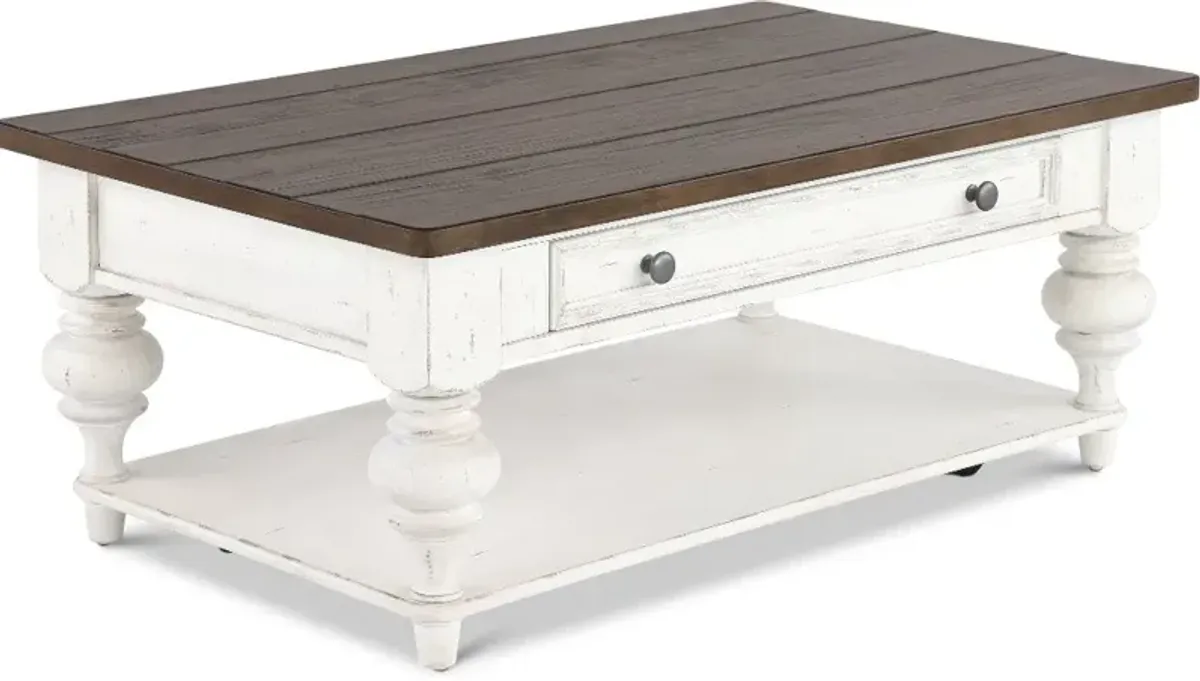 River Place White and Brown Coffee Table