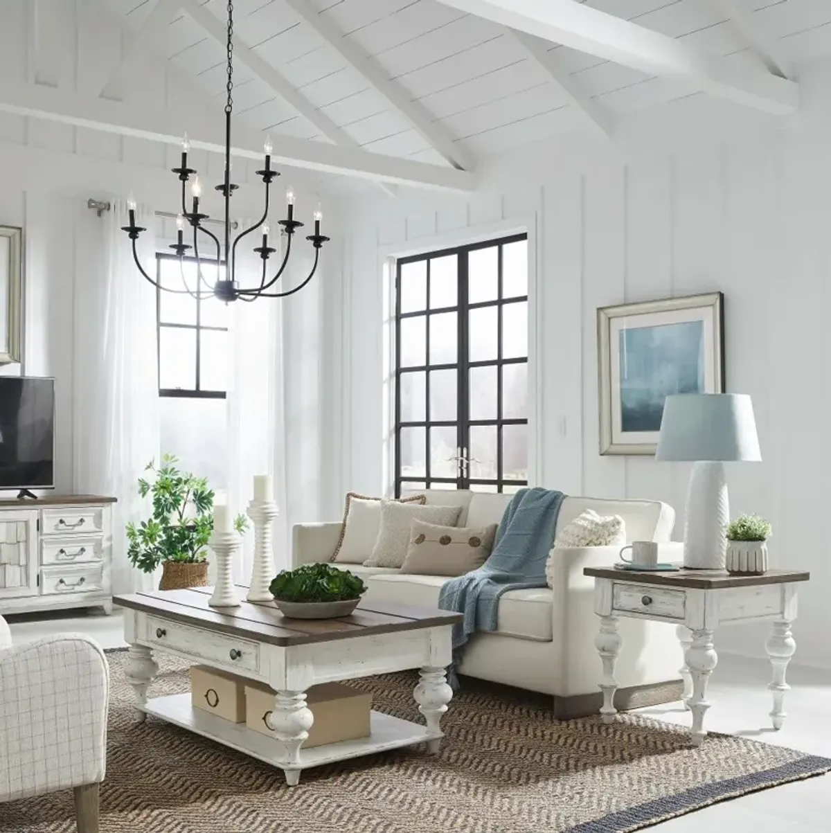 River Place White and Brown Coffee Table