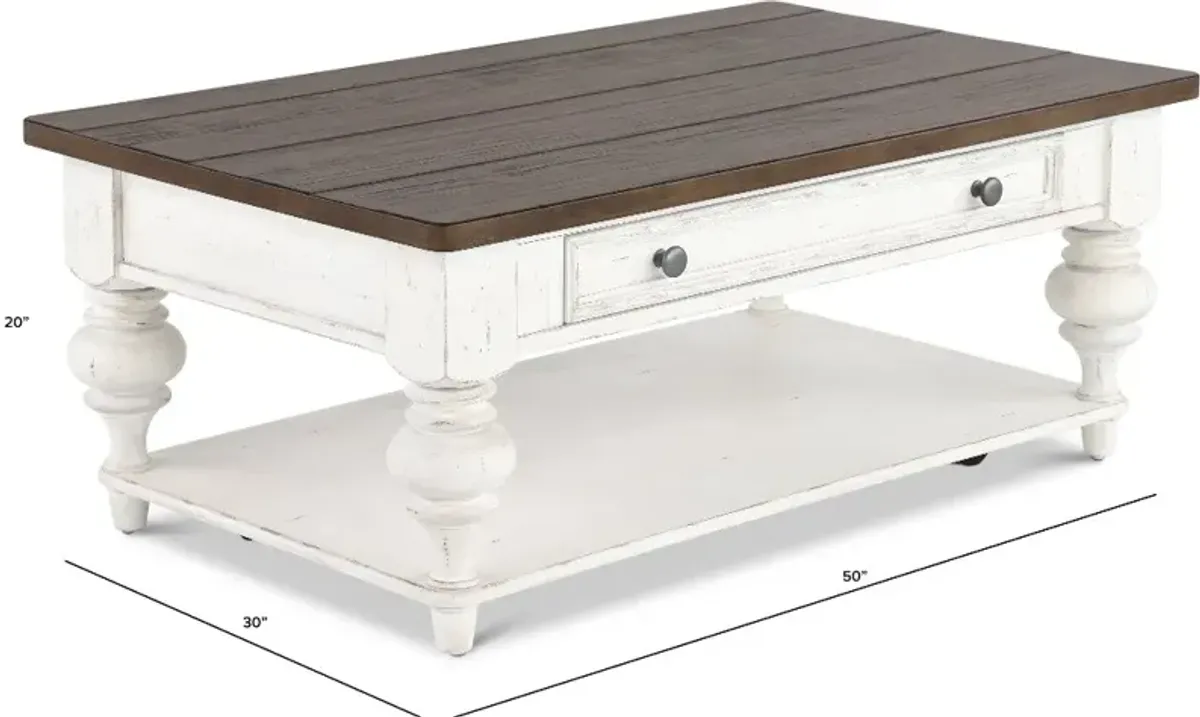 River Place White and Brown Coffee Table