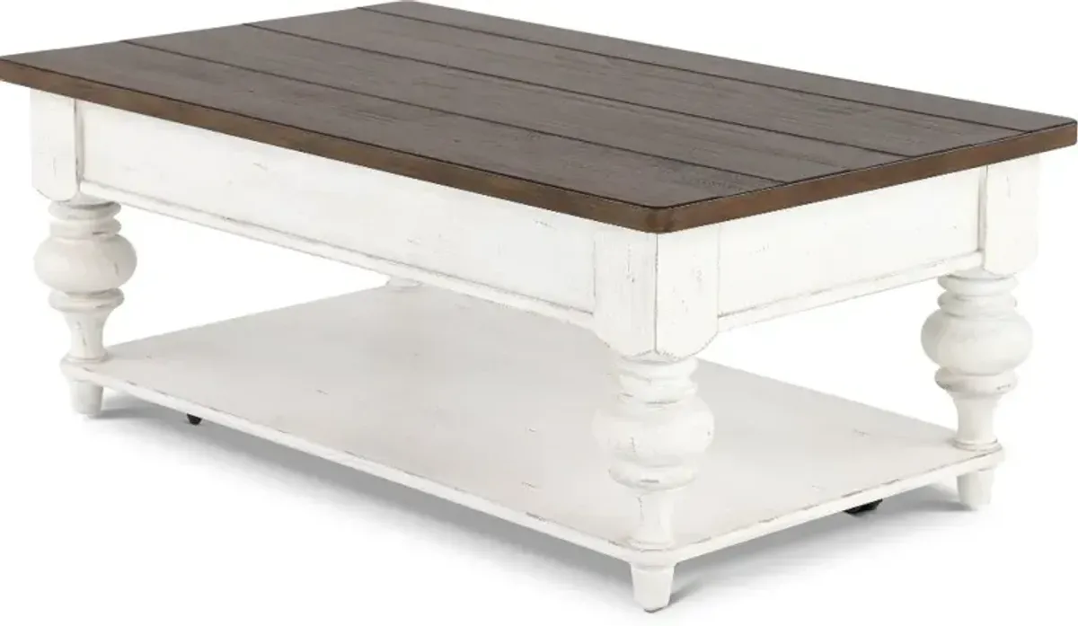 River Place White and Brown Coffee Table