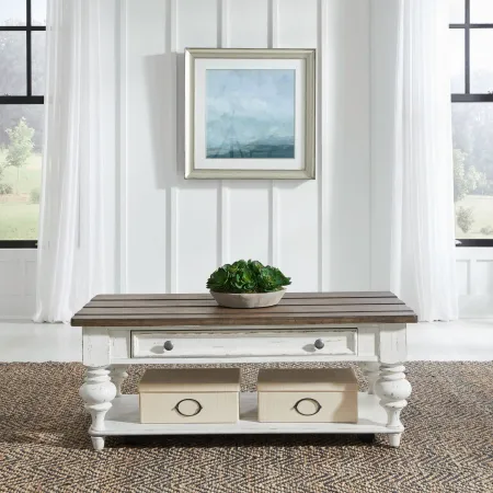 River Place White and Brown Coffee Table