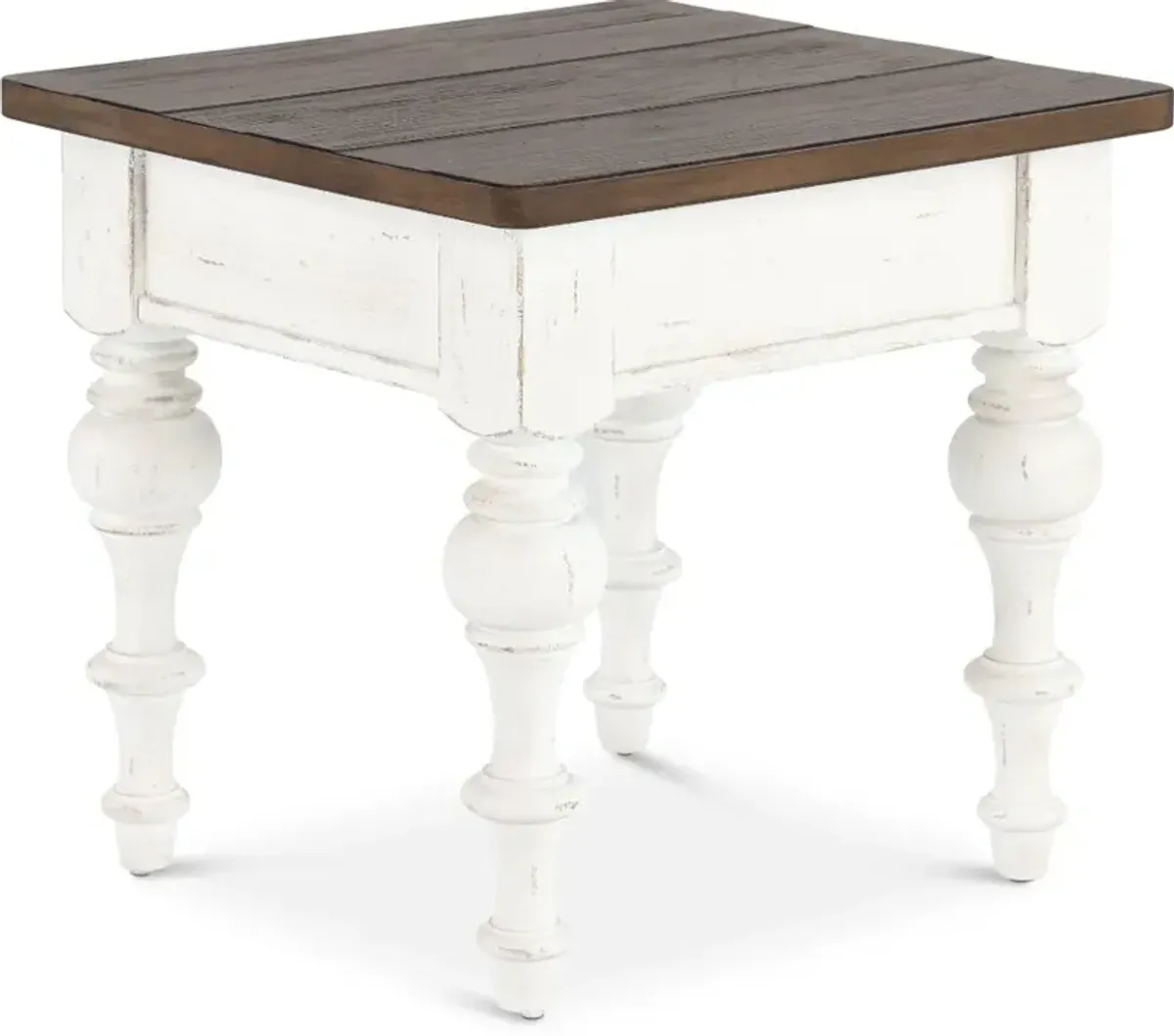 River Place White and Brown End Table