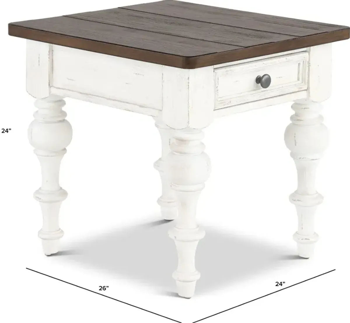 River Place White and Brown End Table