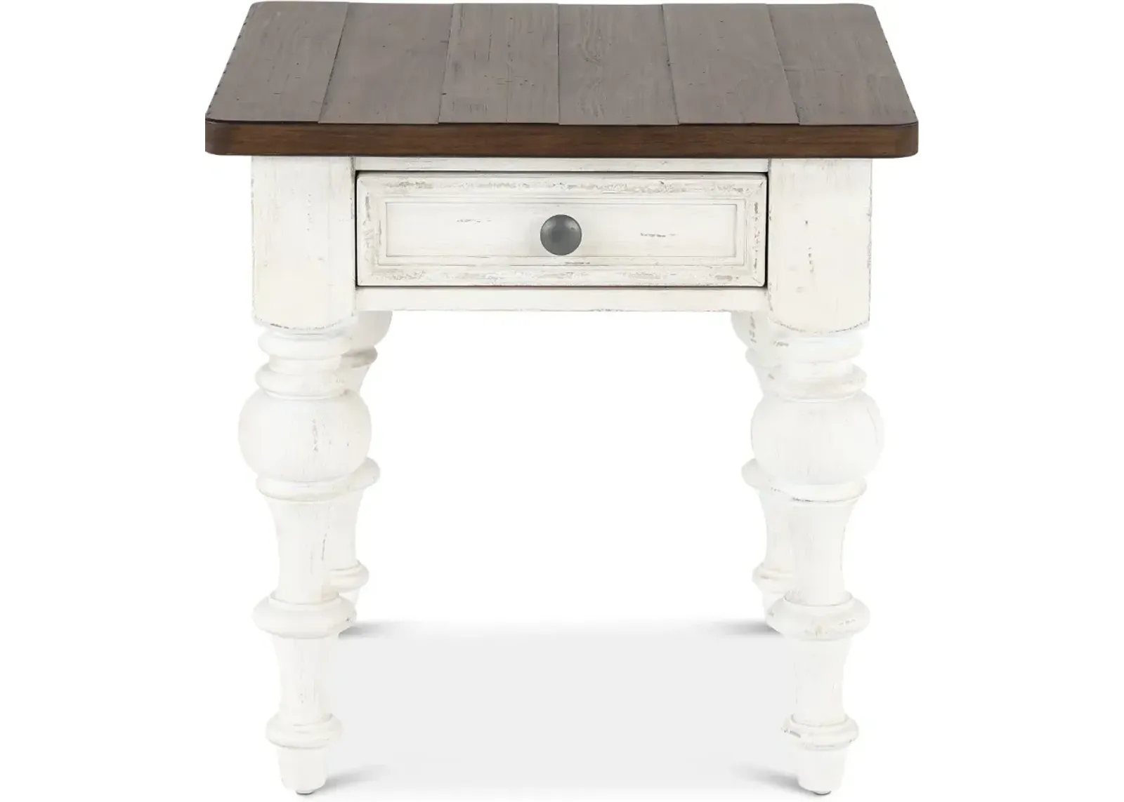 River Place White and Brown End Table