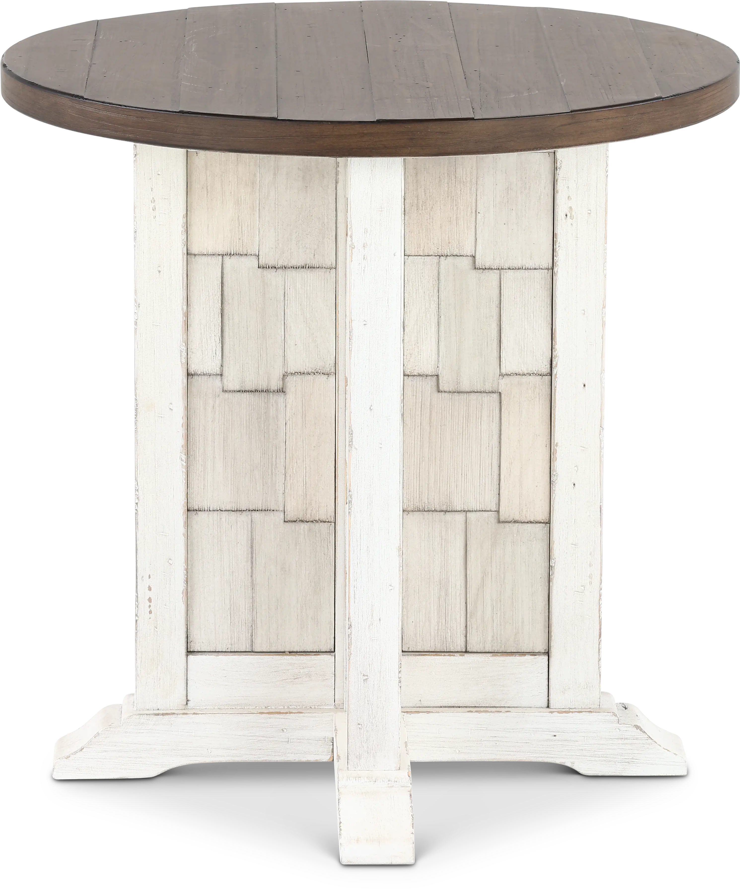 River Place White and Brown Chairside Table