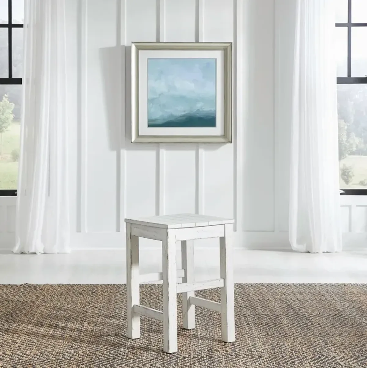 River Place White Sofa Stool