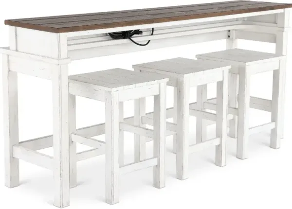 River Place White and Tobacco Sofa Table & Stool Set