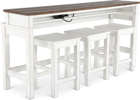River Place White and Tobacco Sofa Table & Stool Set