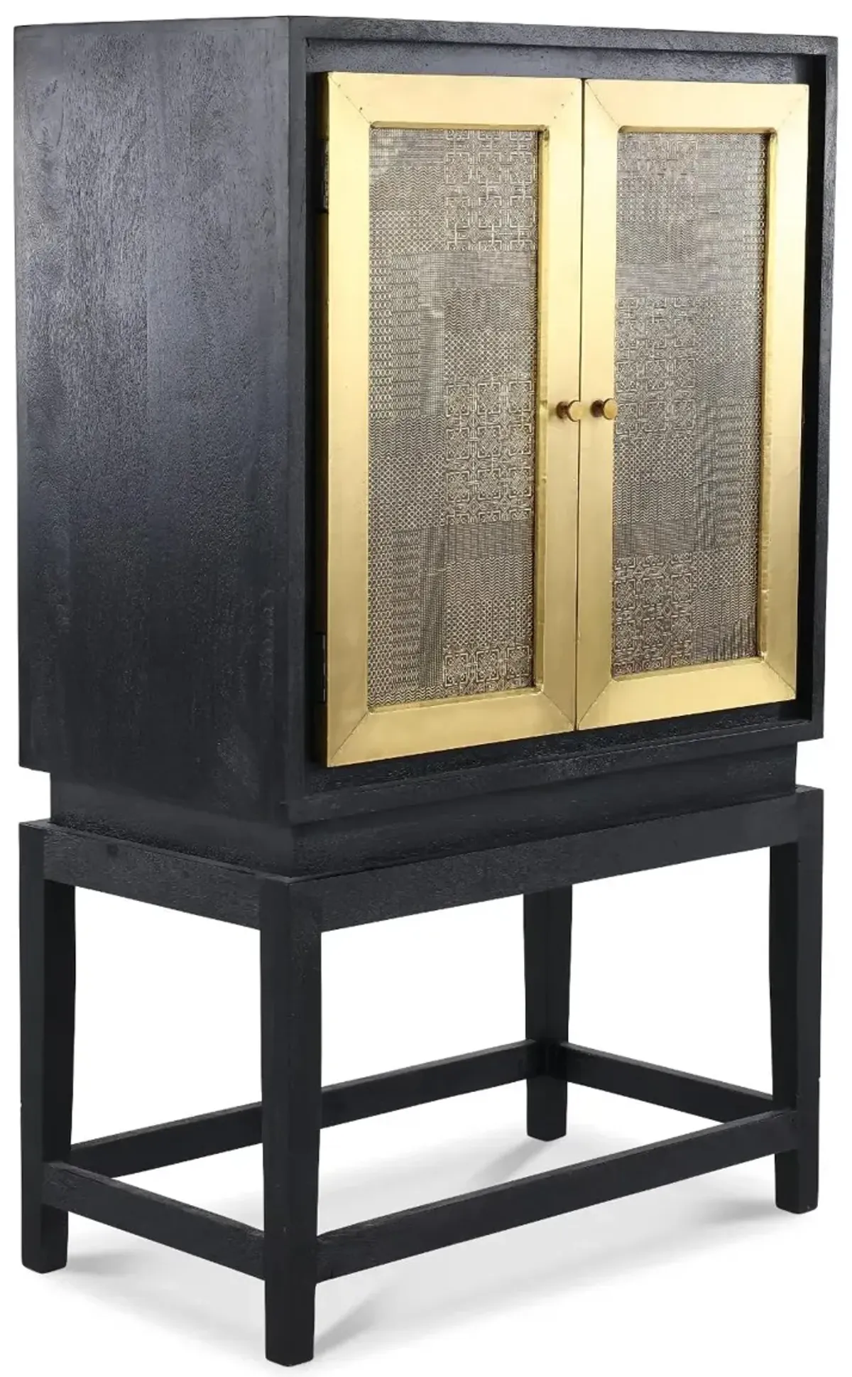 Copeland Black and Gold Bar Cabinet on Stand