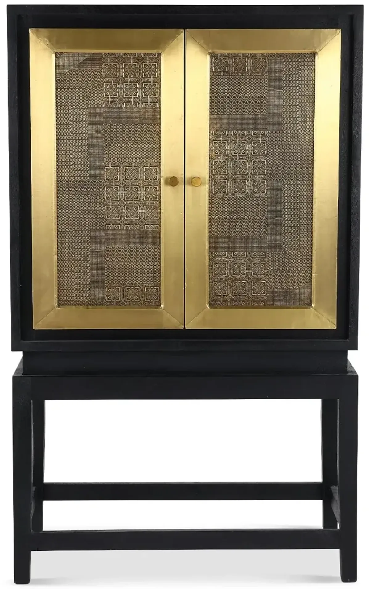 Copeland Black and Gold Bar Cabinet on Stand