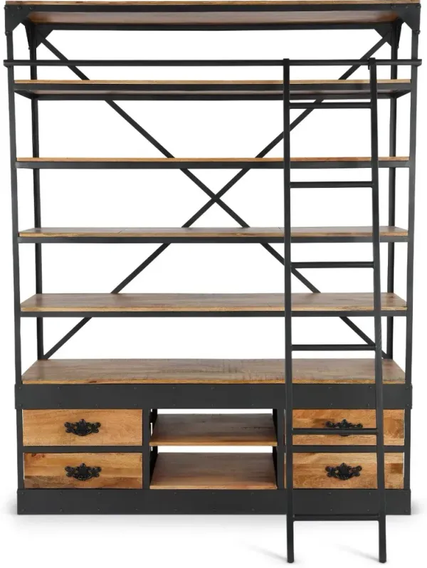 Neemrana Rustic Brown 80" Library Bookcase