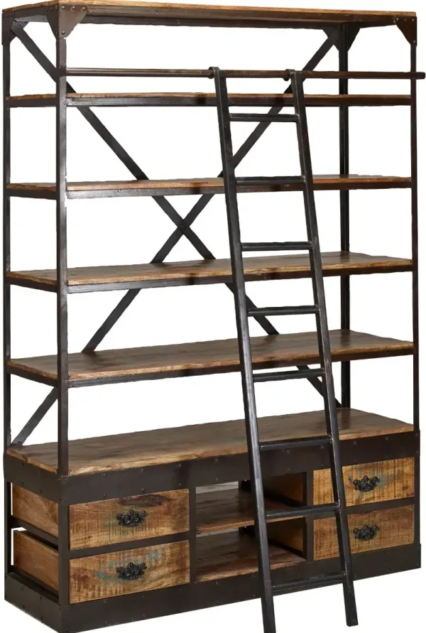 Neemrana Rustic Brown 80" Library Bookcase