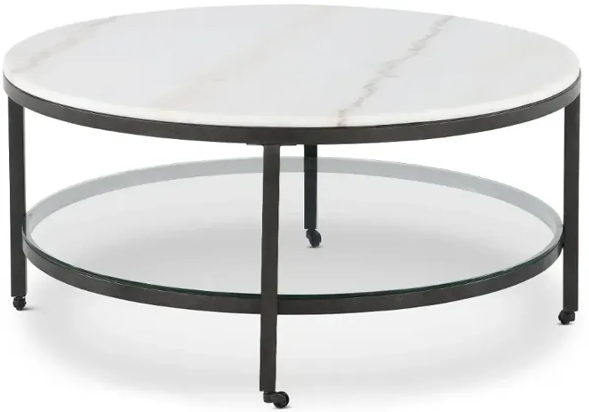 Whitman Black and White Marble Coffee Table