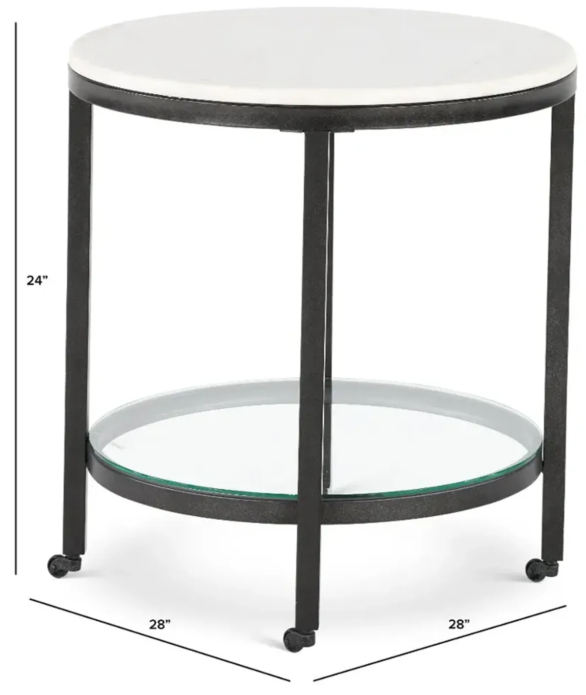 Whitman Black and White Marble End Table