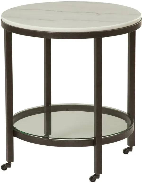 Whitman Black and White Marble End Table