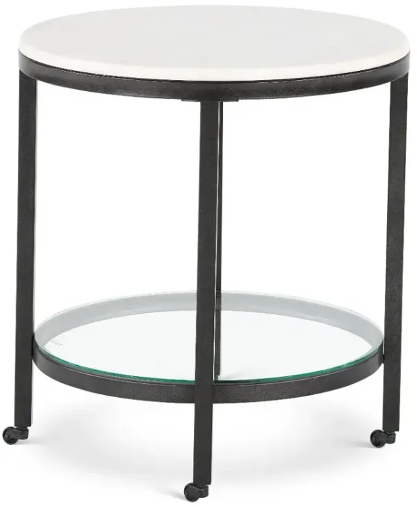 Whitman Black and White Marble End Table