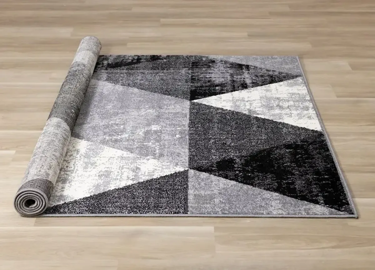 Century Black, White & Gray 4 x 6 Geometric Area Rug