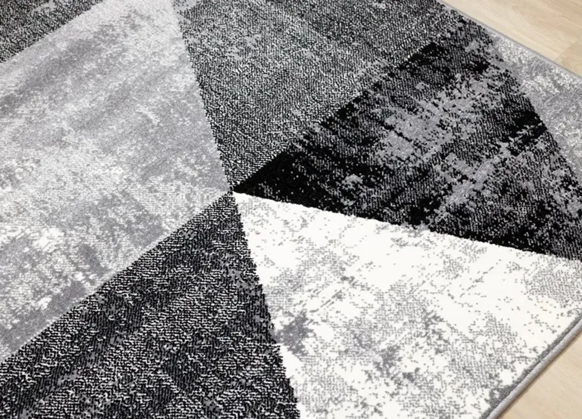 Century Black, White & Gray 4 x 6 Geometric Area Rug