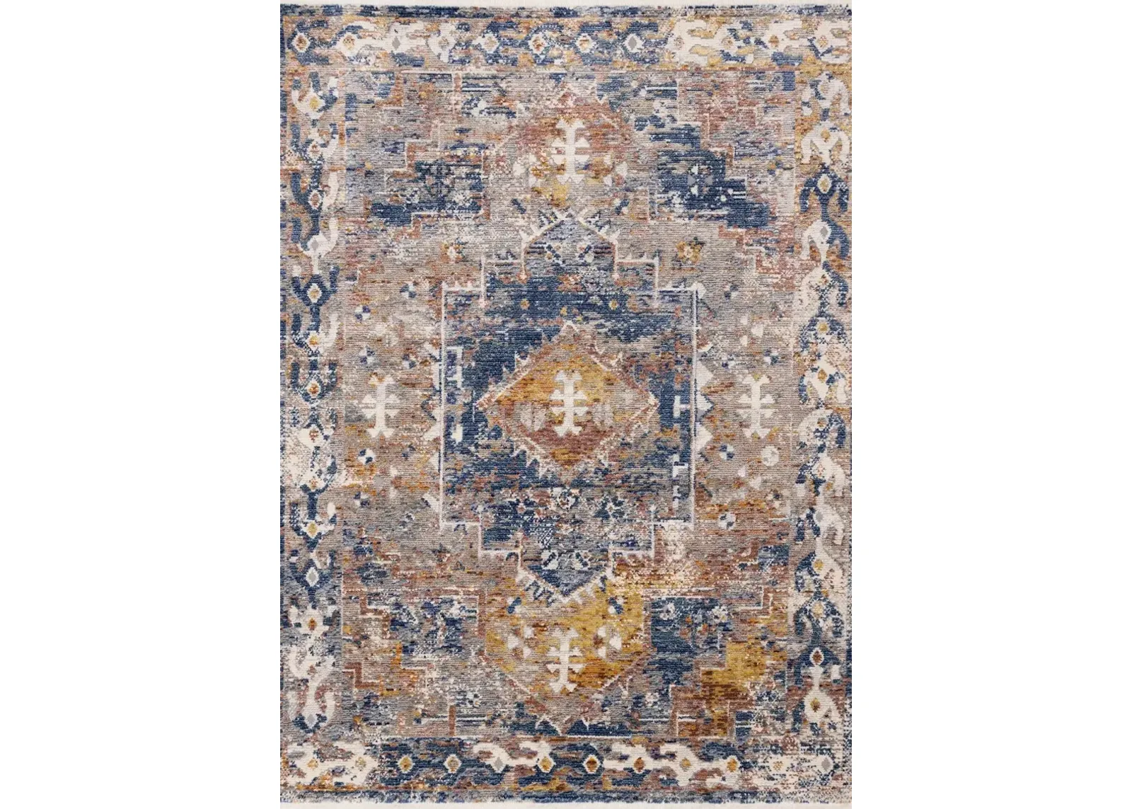 Evora Gray & Blue 5 x 7 Distressed Area Rug