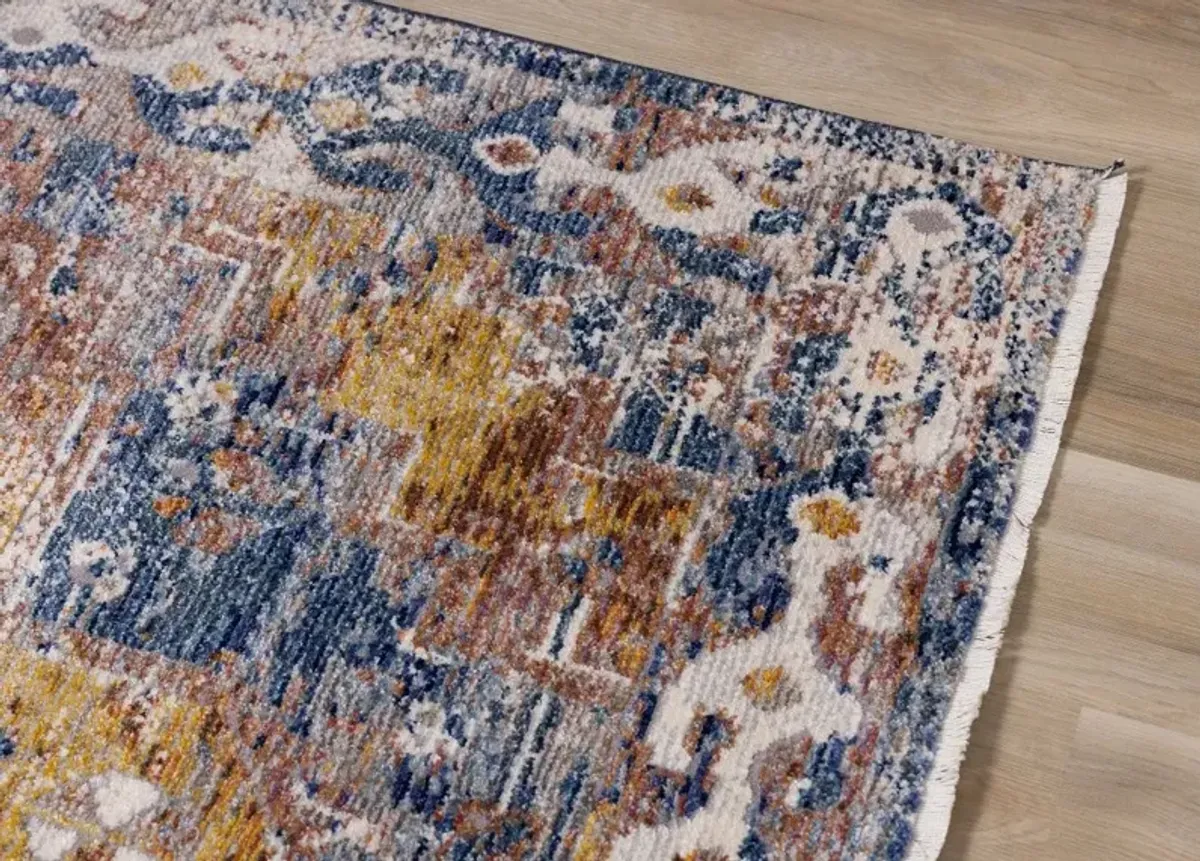 Evora Gray & Blue 6 x 9 Distressed Area Rug