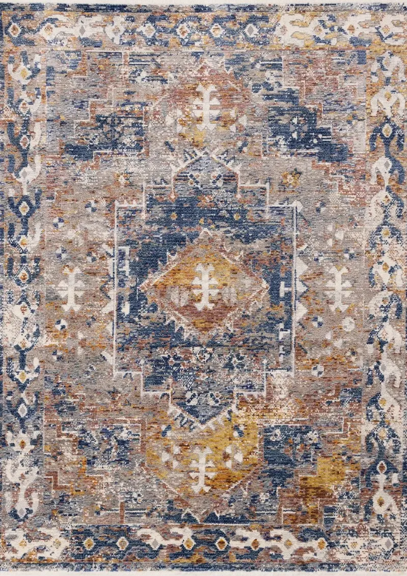 Evora Gray & Blue 6 x 9 Distressed Area Rug