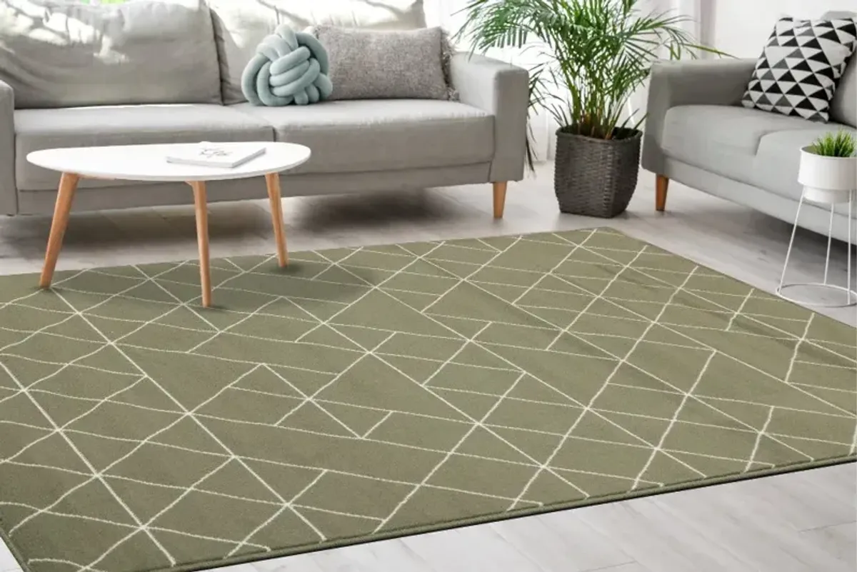 Faira Green Geometric 4 x 6 Area Rug