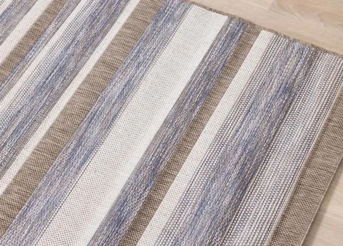 Trellis 8 x 10 Gray and Brown Striped Indoor-Outdoor Area Rug