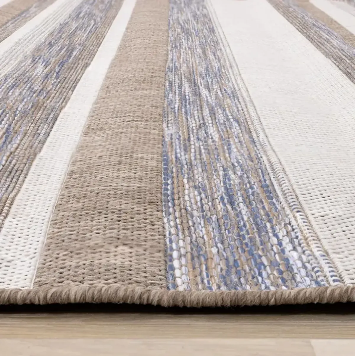 Trellis 8 x 10 Gray and Brown Striped Indoor-Outdoor Area Rug