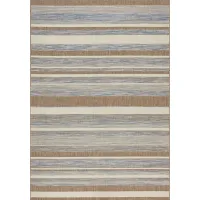 Trellis 8 x 10 Gray and Brown Striped Indoor-Outdoor Area Rug