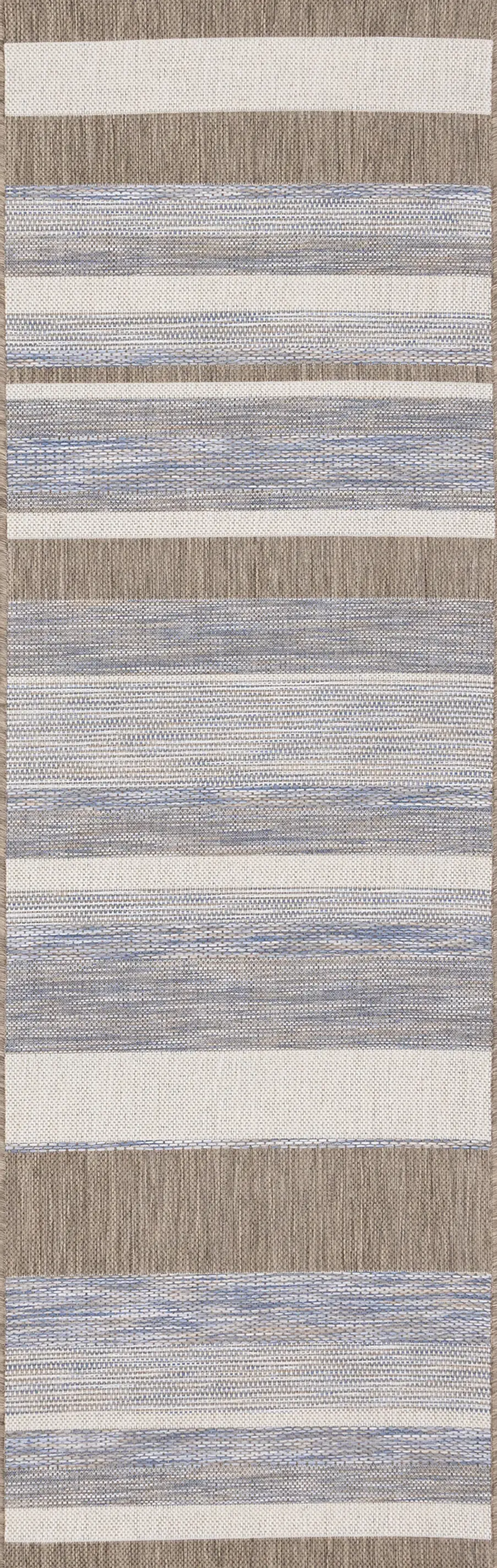 Trellis Gray and Brown Striped Indoor-Outdoor 6 Foot Runner Rug