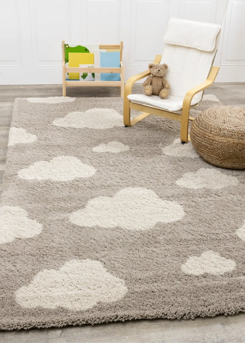 Kids 4 x 6 Beige Cloud Print Shag Area Rug