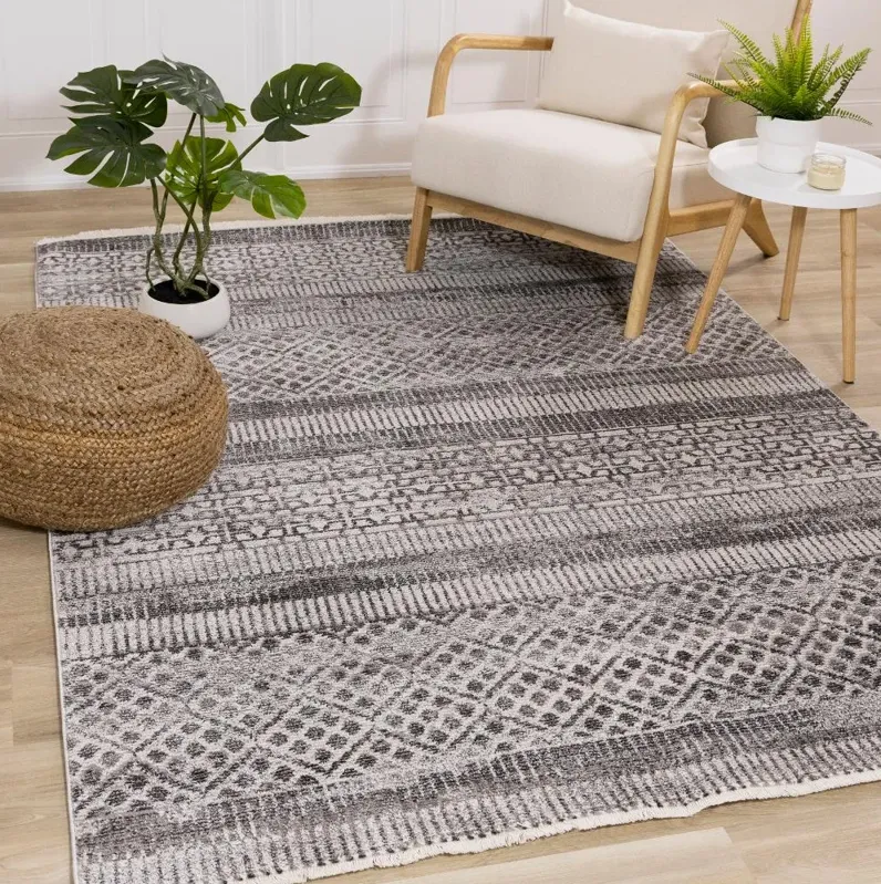 Evora Gray Striped 5 x 8 Area Rug