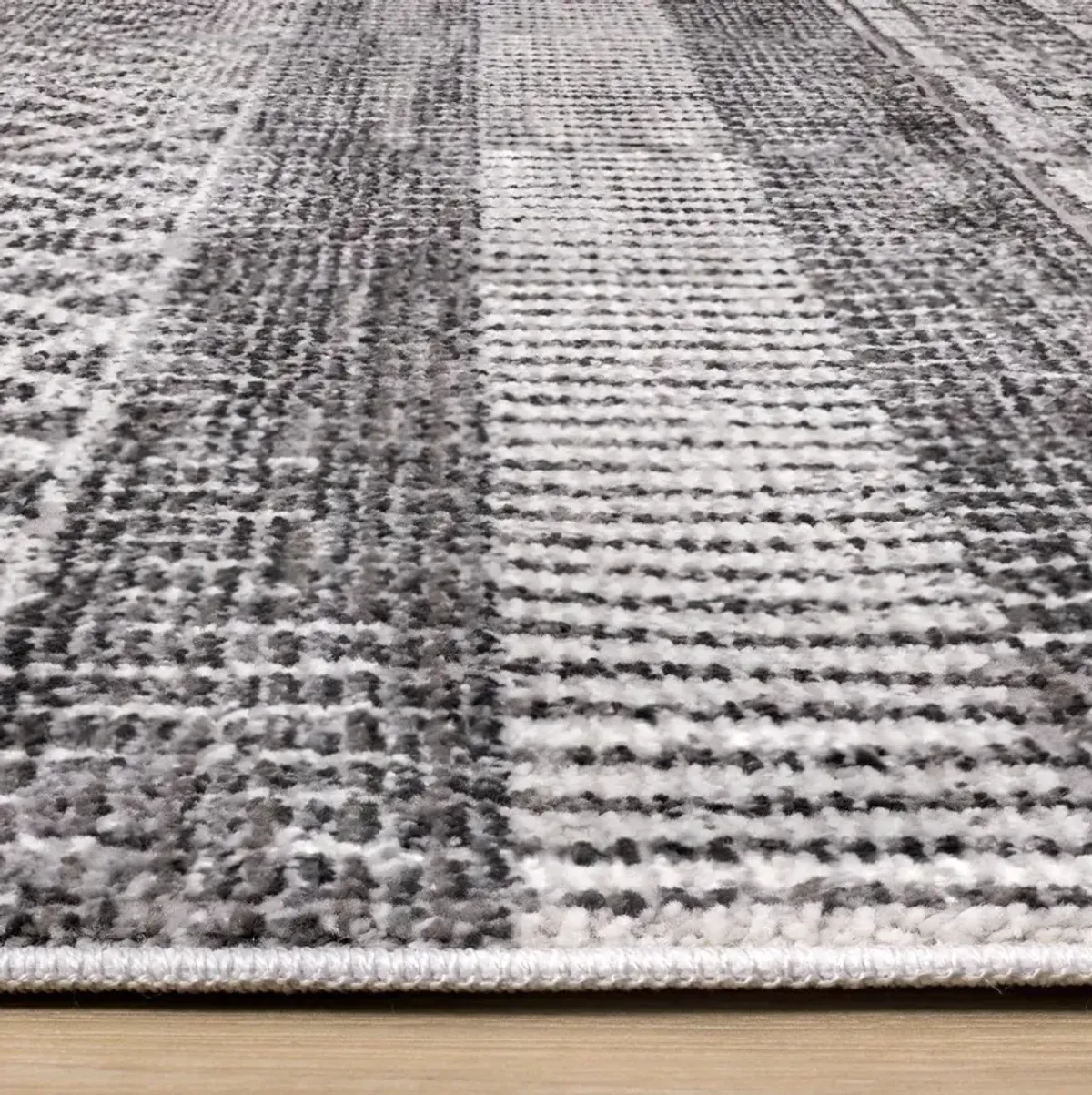 Evora Gray Striped 8 x 10 Area Rug