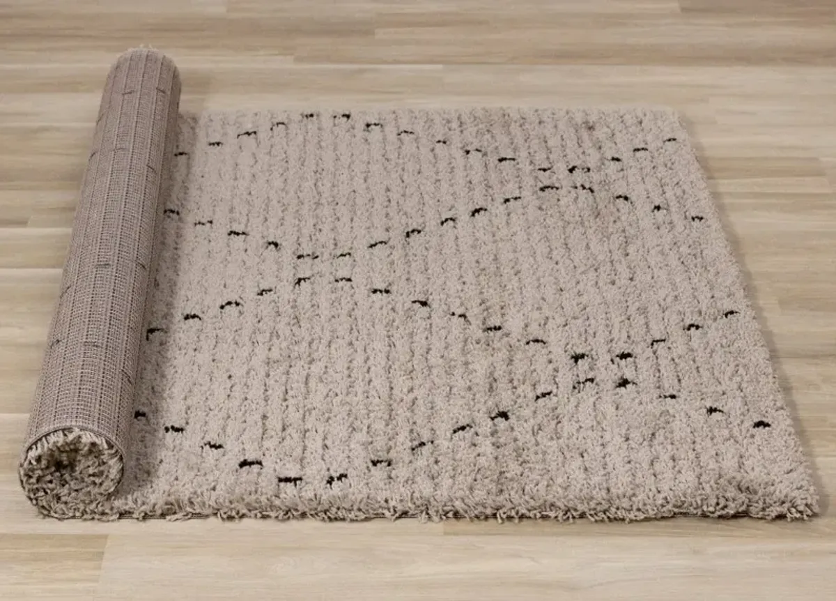 Rondo Beige Diamond Stitch 5 x 8 Shag Rug