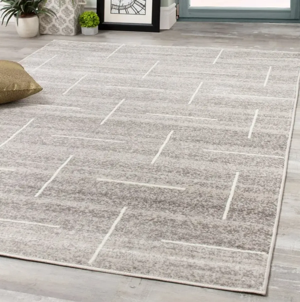 Merit Gray Lines 5 x 8 Area Rug