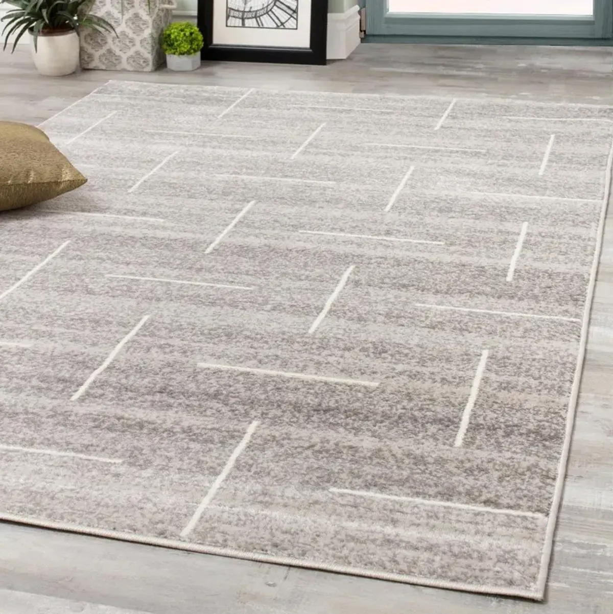 Merit Gray Lines 8 x 10 Area Rug