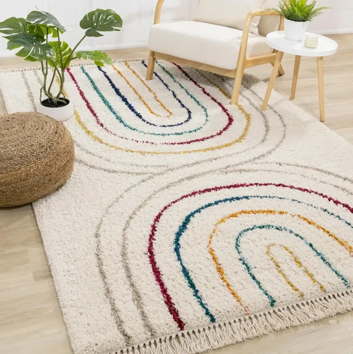 Bora Double Rainbow 5 x 8 Shag Rug