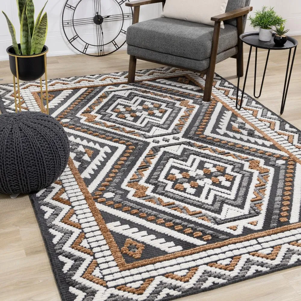 Lawson Gray & Orange Southwest 5 x 8 Area Rug