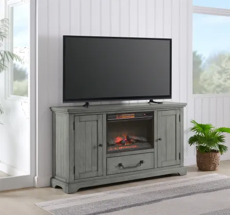 Beach House Dove Gray 65" Fireplace TV Stand