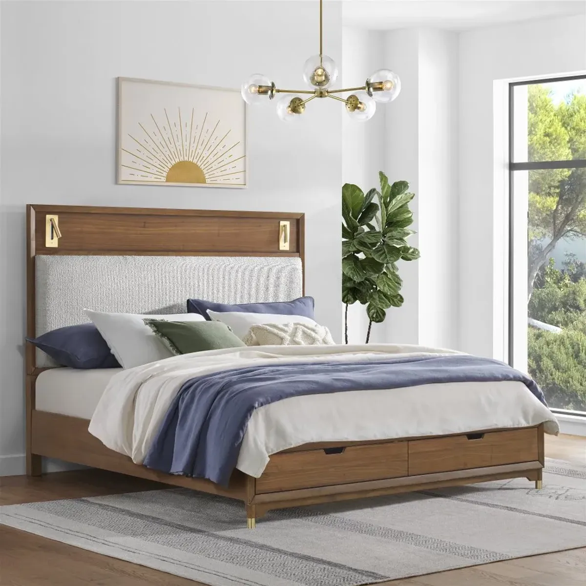 Margo Walnut Brown Queen Storage Bed