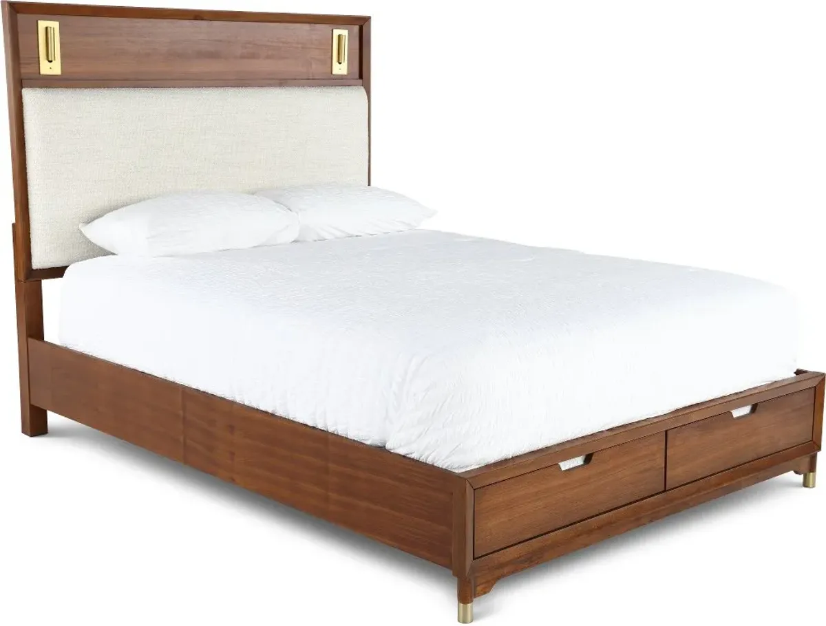 Margo Walnut Brown Queen Storage Bed