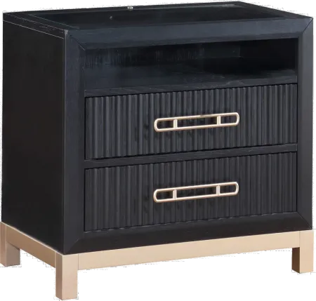 Charlotte Black and Gold Nightstand