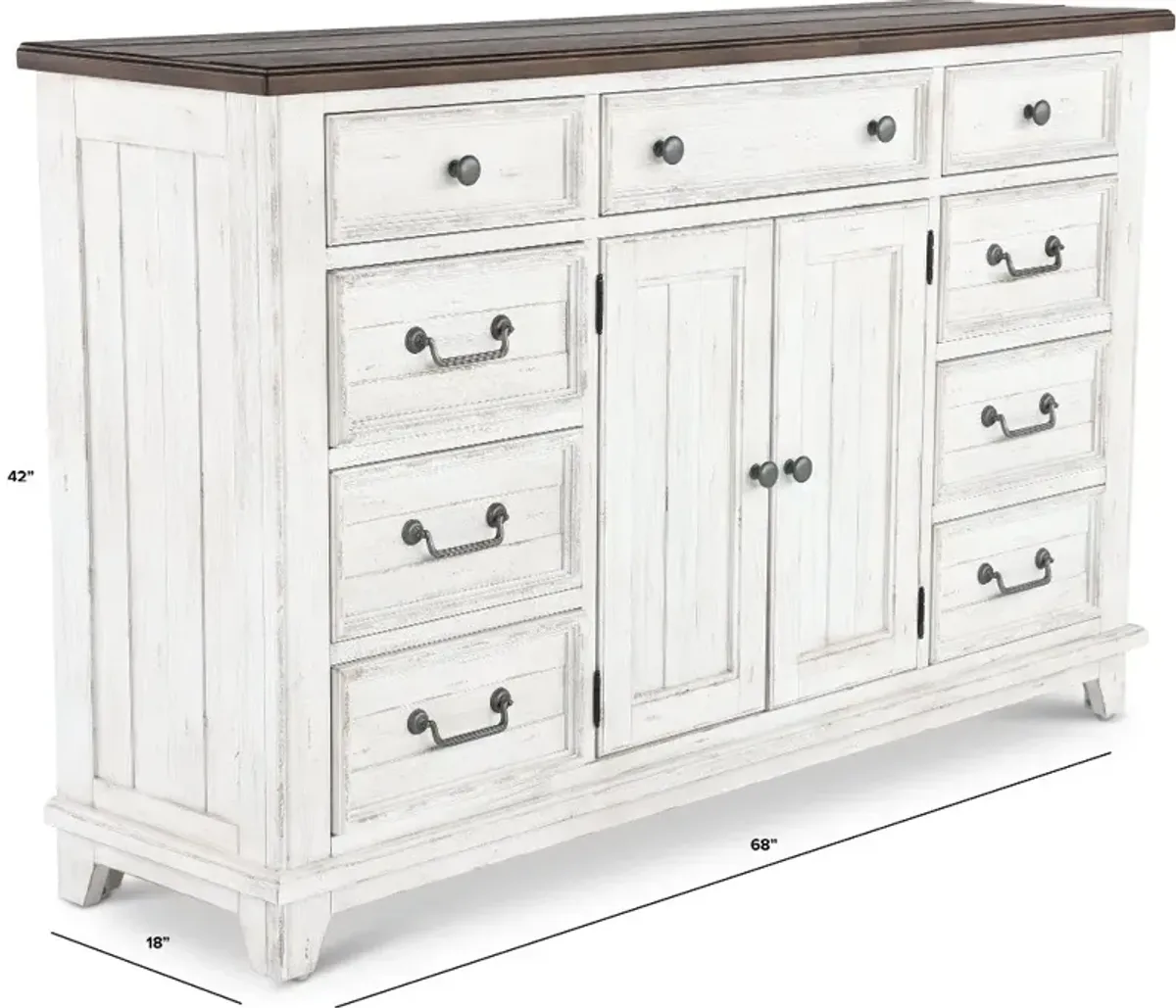 River Place White and Brown Dresser