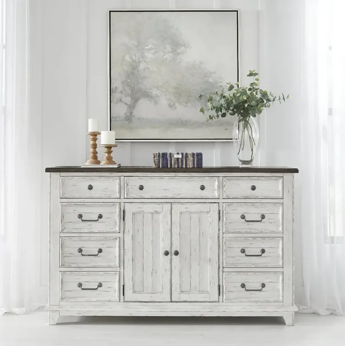 River Place White and Brown Dresser