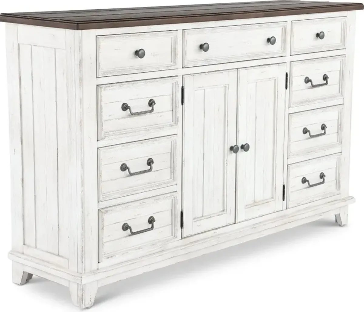 River Place White and Brown Dresser