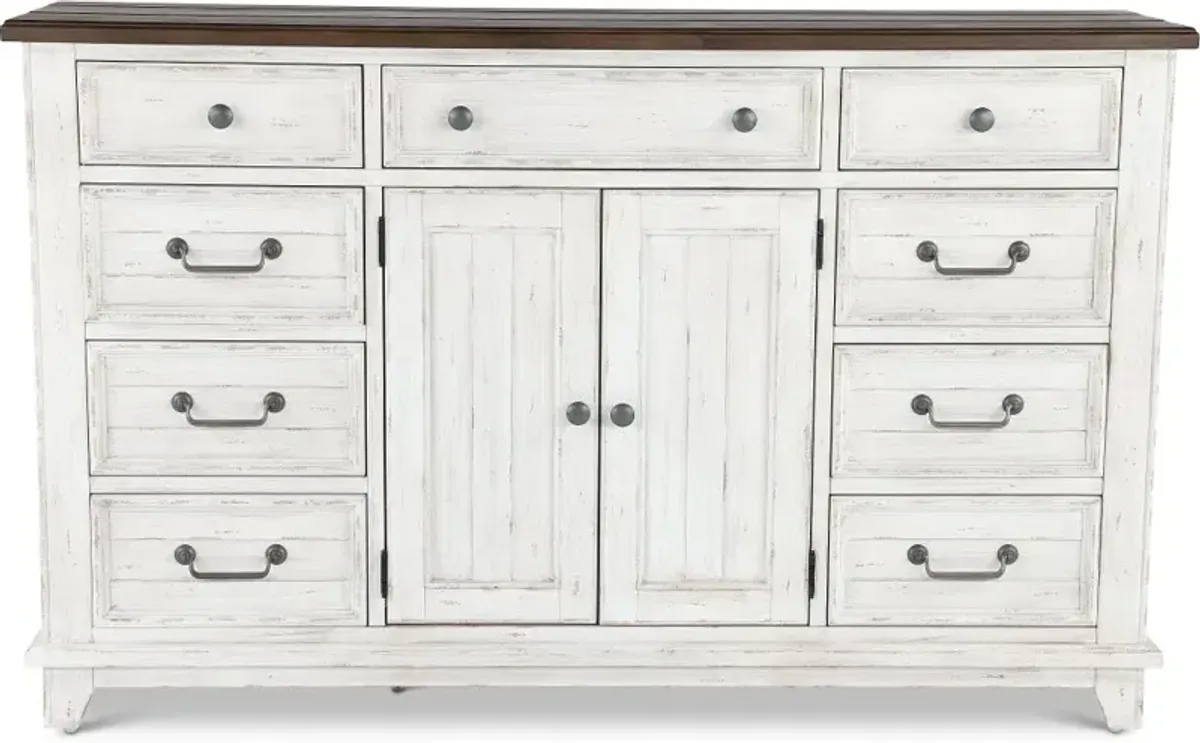 River Place White and Brown Dresser