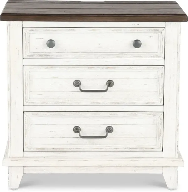 River Place White and Brown Nightstand