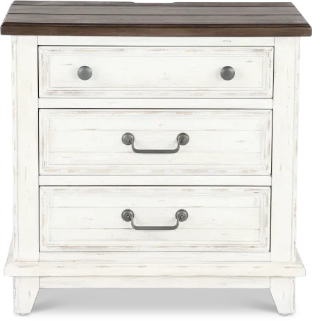 River Place White and Brown Nightstand