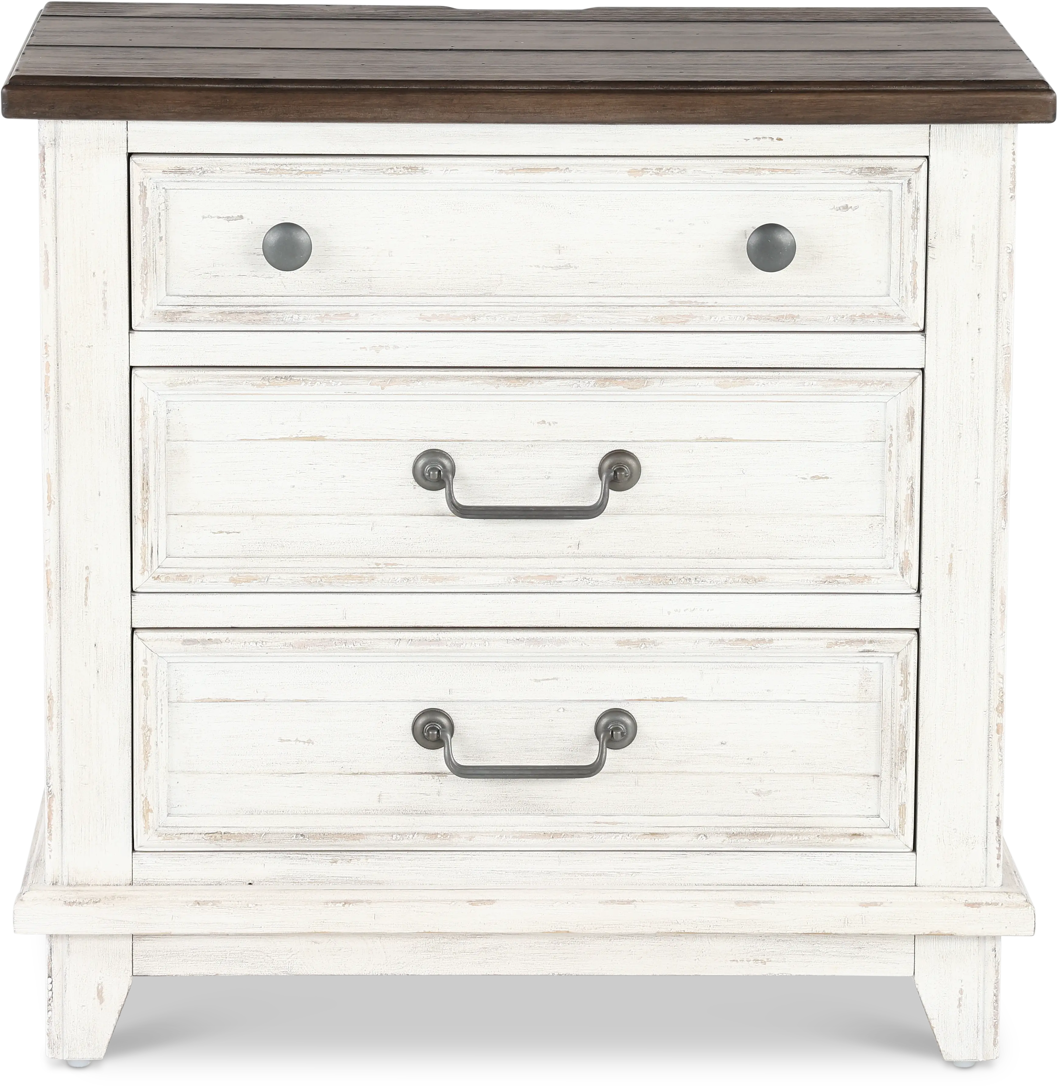 River Place White and Brown Nightstand