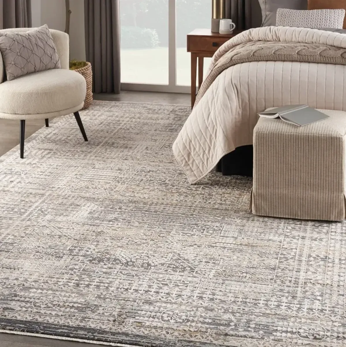 Lynx 8 x 10 Boho Slate Blue Area Rug